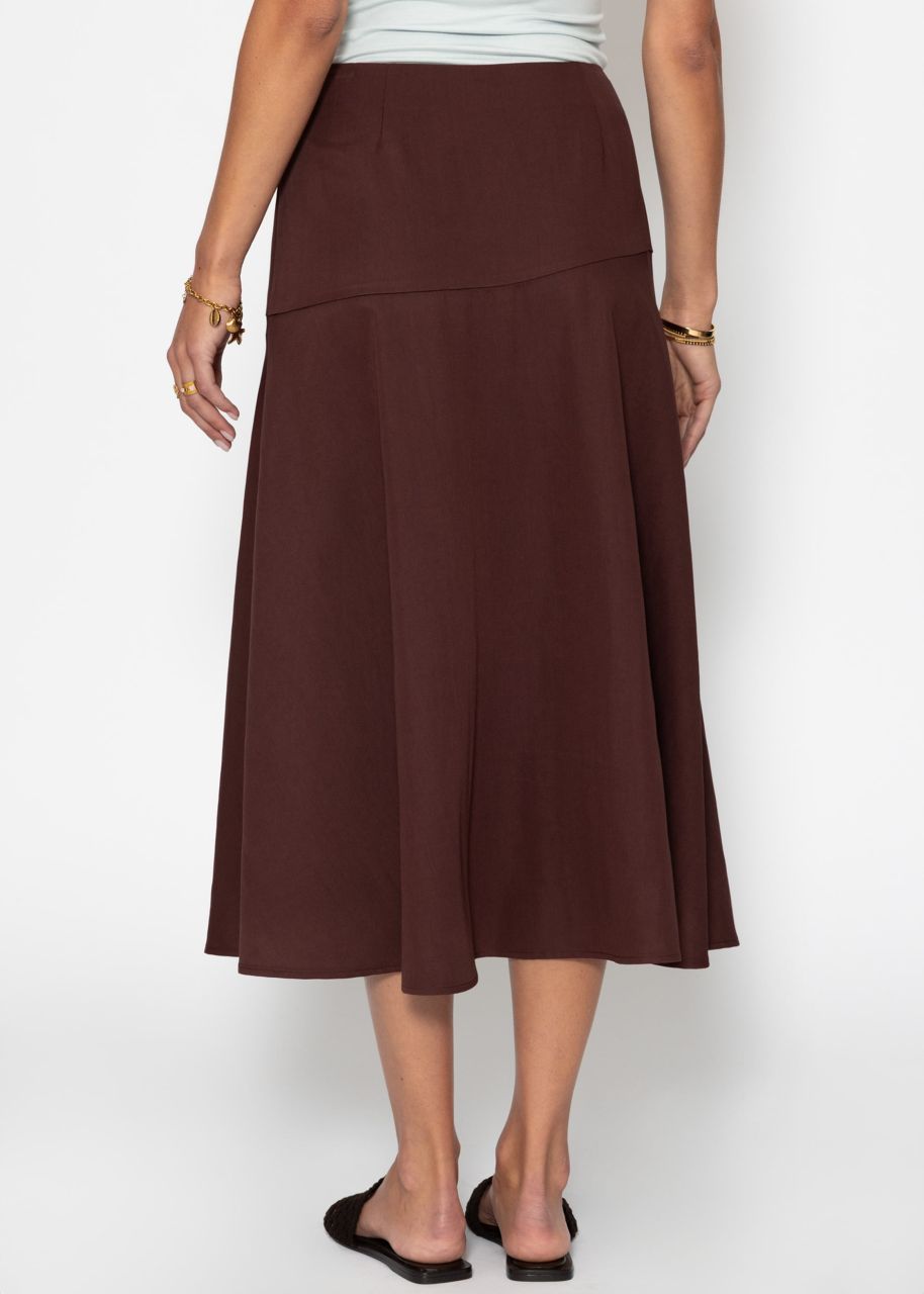 Maxi skirt with diagonal yoke - brown