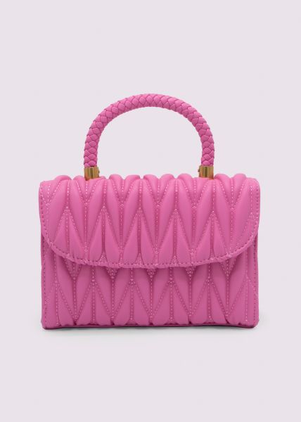 Handbag with braided handle, pink