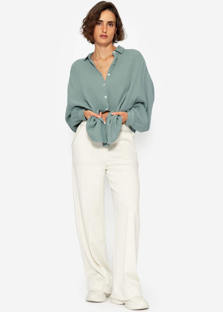 Oversize muslin blouse, short, sage green