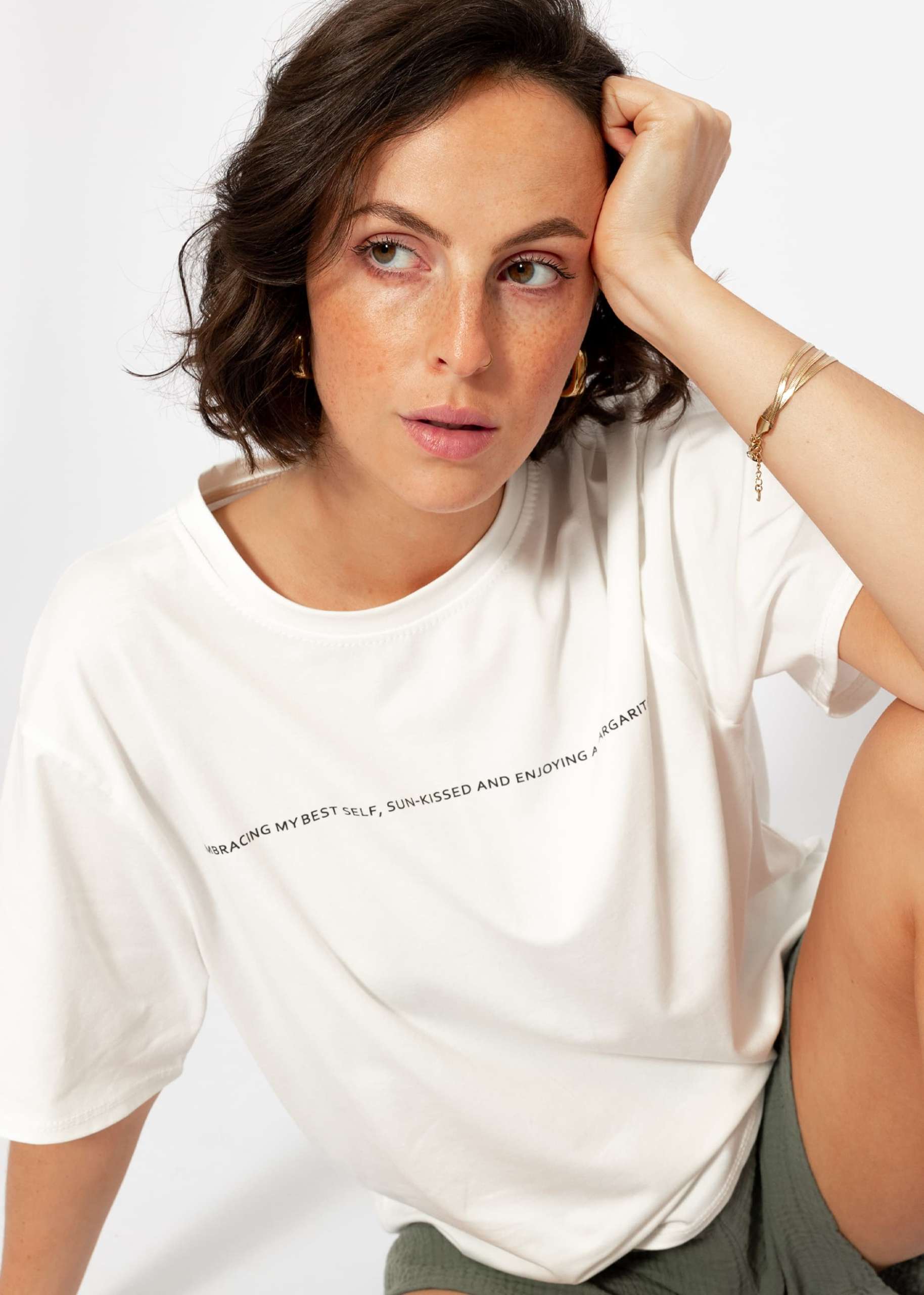 Oversize T-shirt with print - offwhite