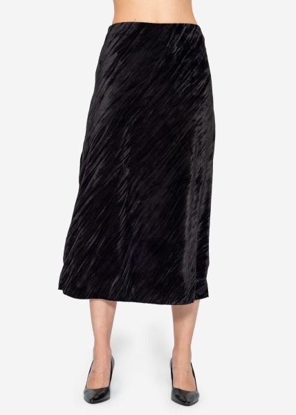 Velvet midi skirt - black