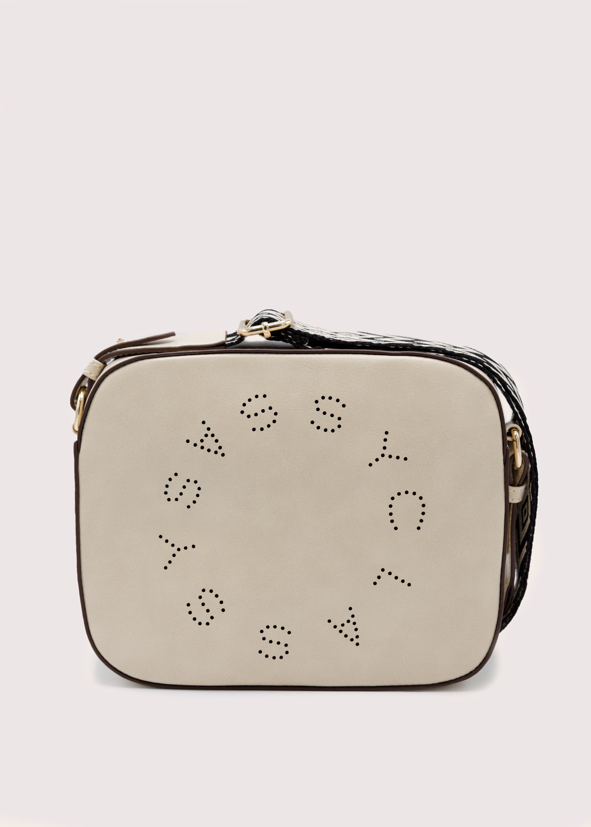Perforated faux leather camera bag
