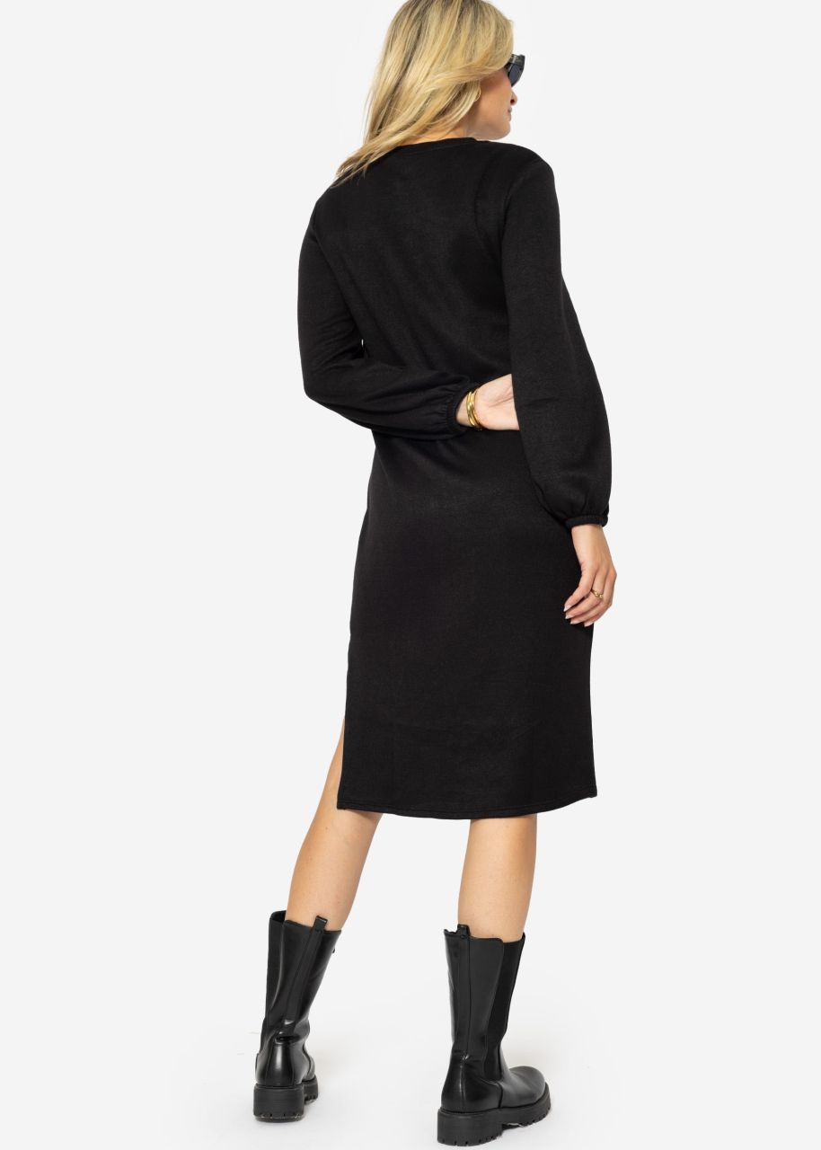 Super soft jersey dress in midi length - black