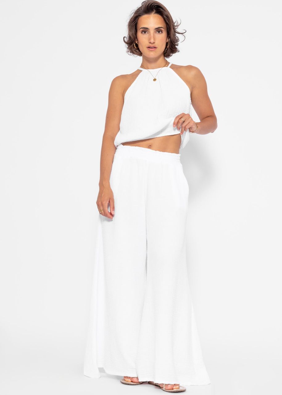 Off-the-shoulder muslin top - white