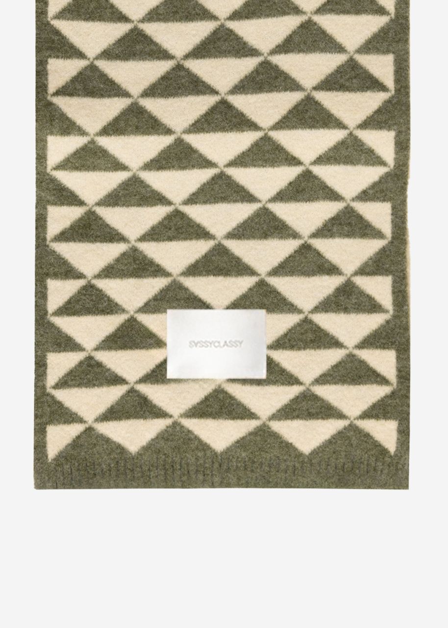 Scarf with geometric print - khaki-offwhite