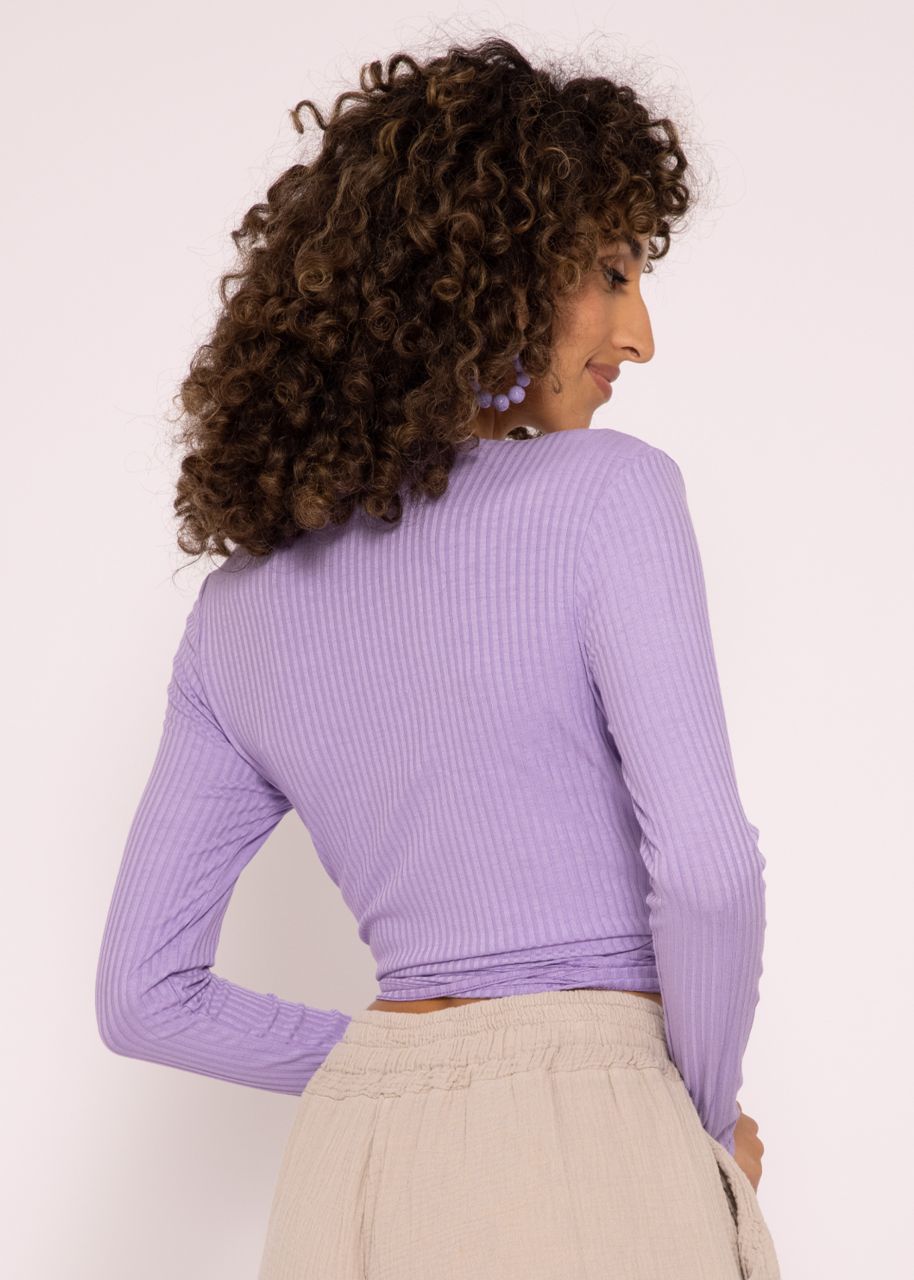 Wrap-around long-sleeved shirt, purple