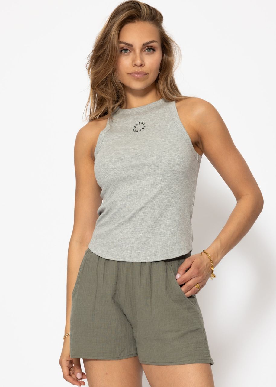 Tank top with embroidery - grey