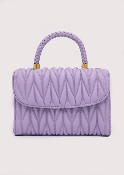 Handbag with braided handle, lilac