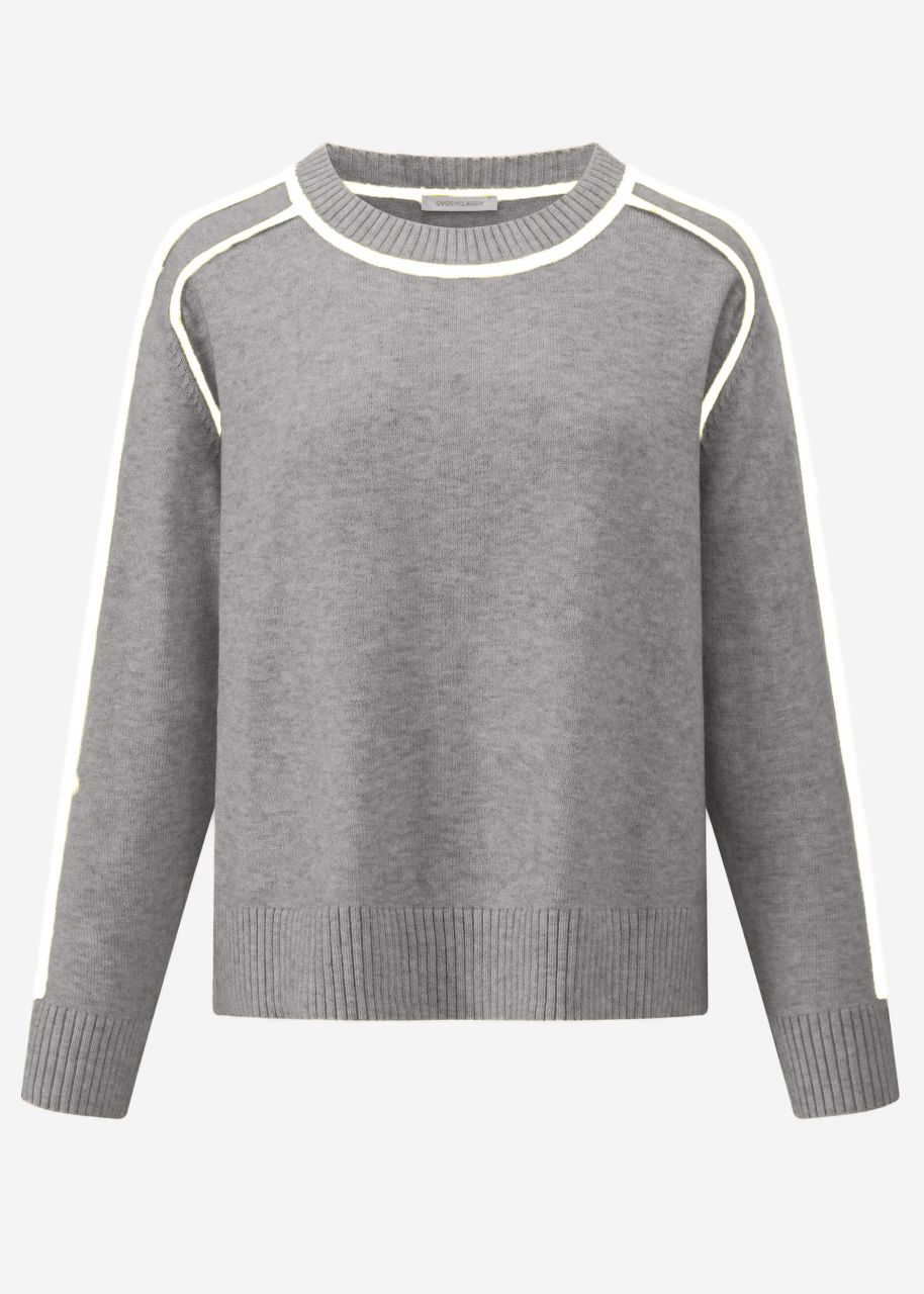 Jumper with decorative trims - grey-beige