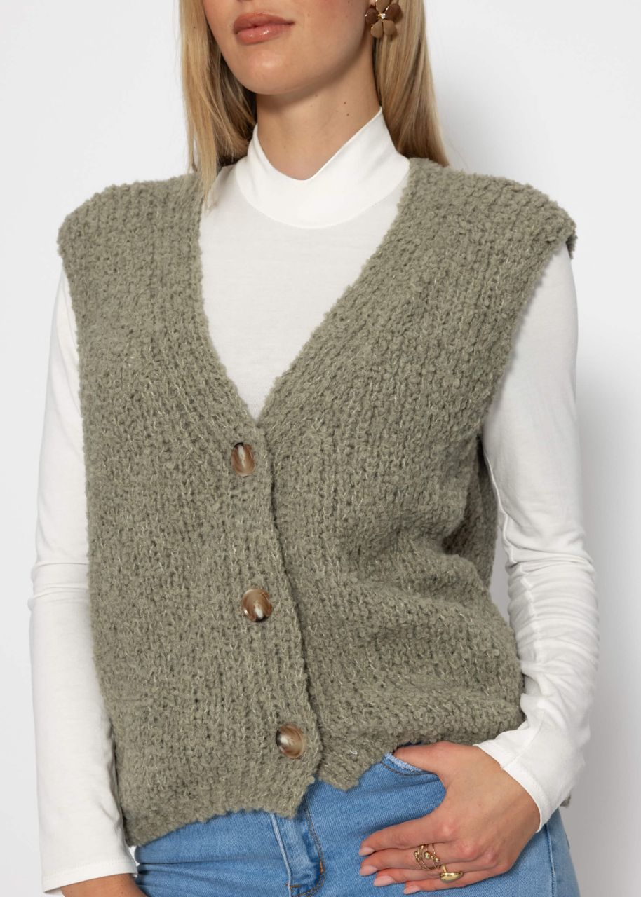 Oversize, sleeveless vest - khaki