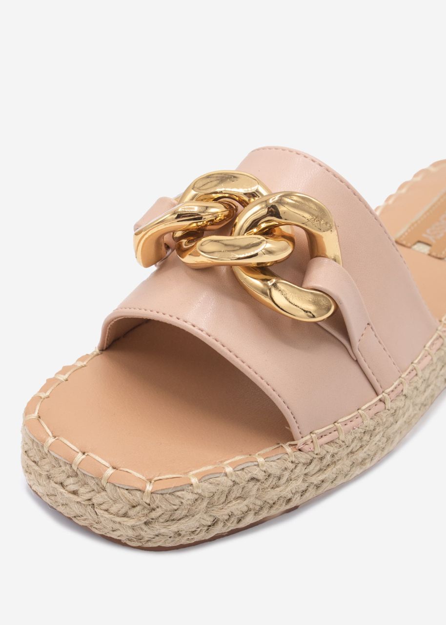 Espadrilles slider with chain - pink