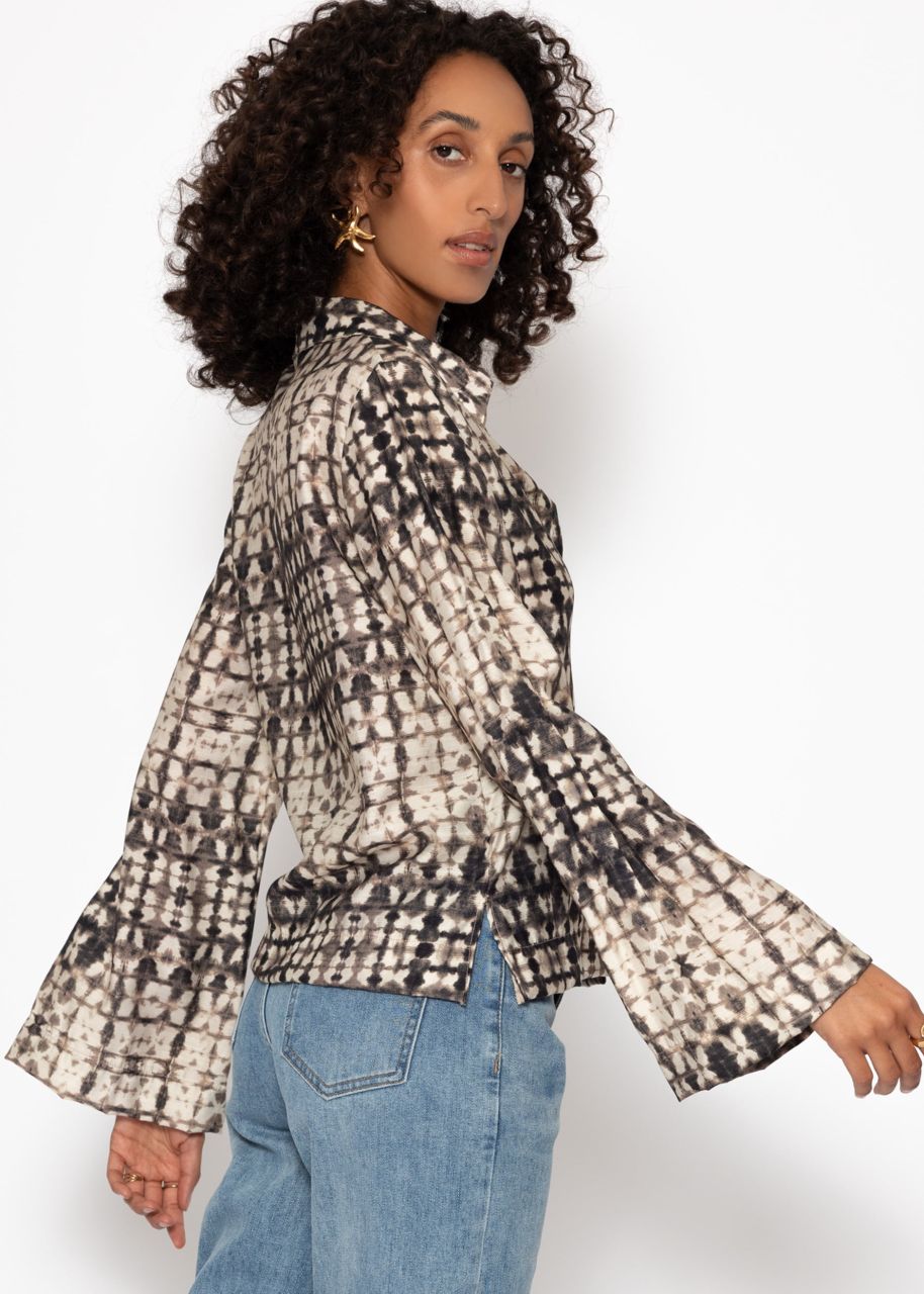 Viscose blouse with print - taupe