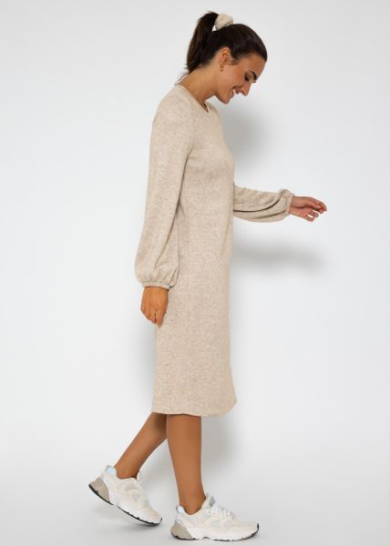 Super soft jersey dress in midi length - taupe | Dresses