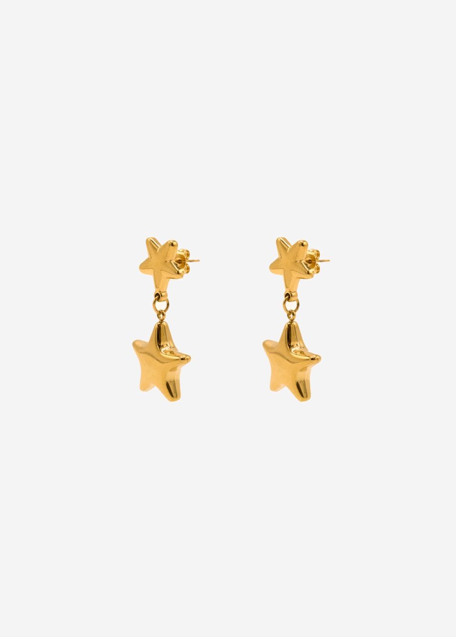 Stud earrings with star pendant - gold