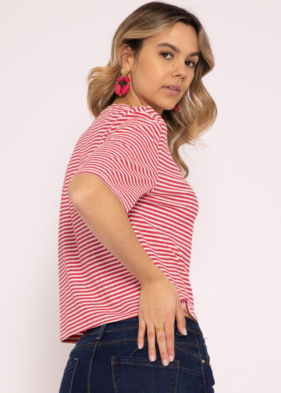 Striped Rip Jersey T-Shirt, Pink/White