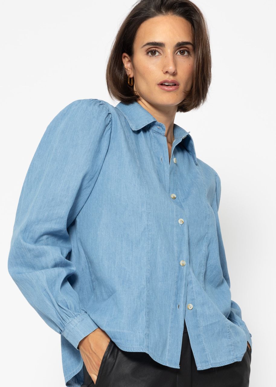 Feminine denim blouse - blue