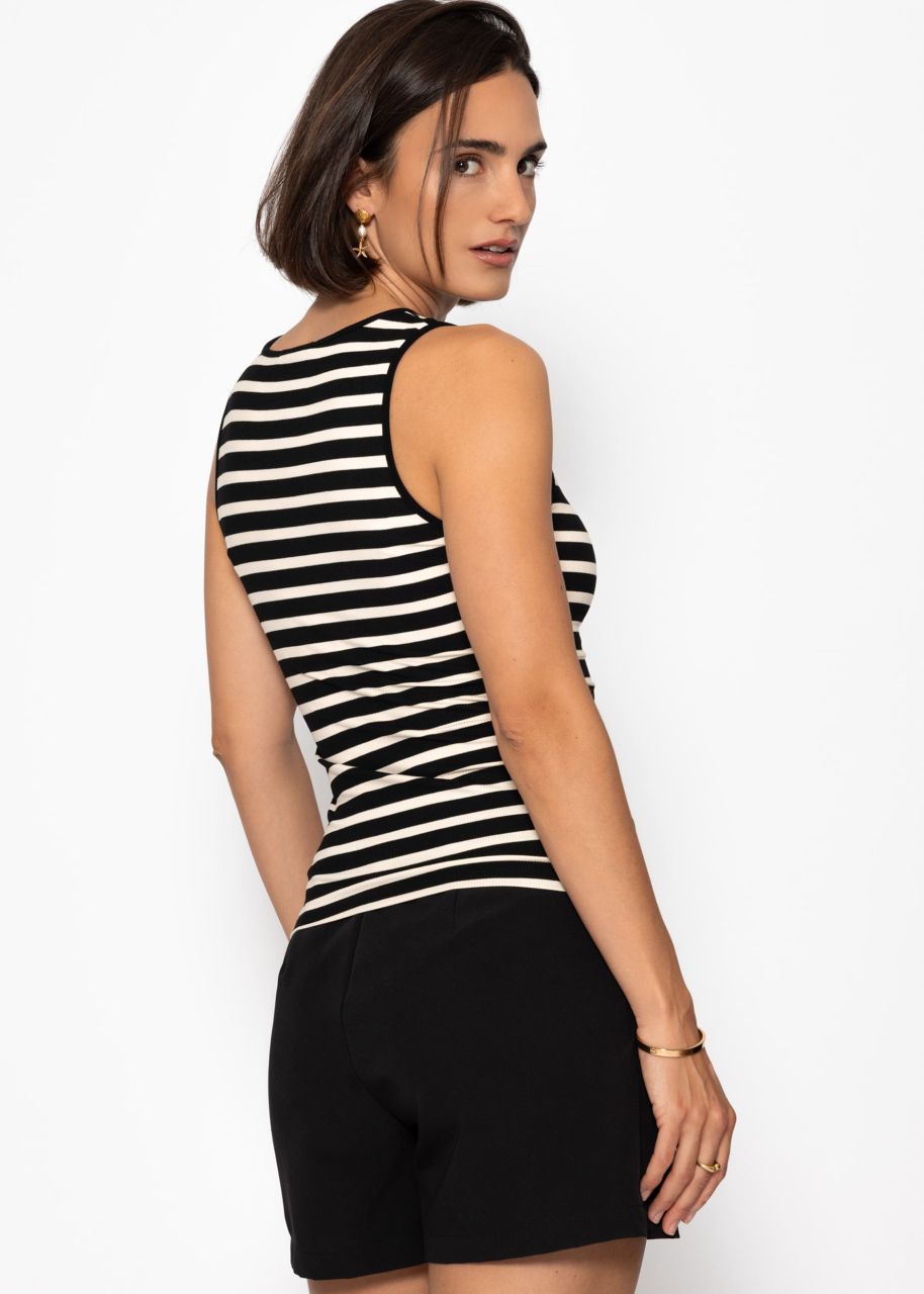Striped tank top - black-offwhite