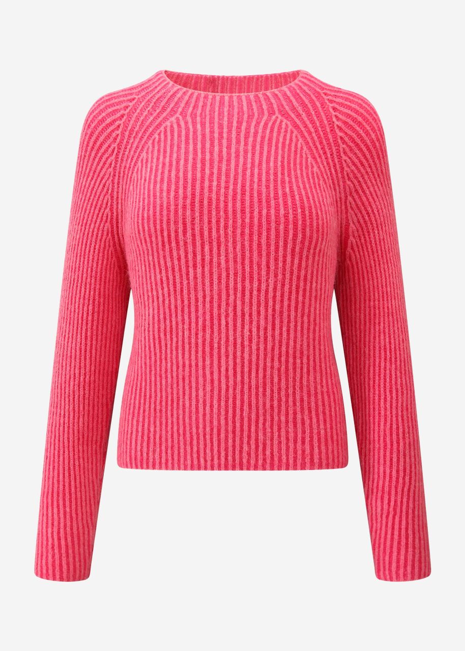 Two-coloured ribbed jumper - pink-fuchsia