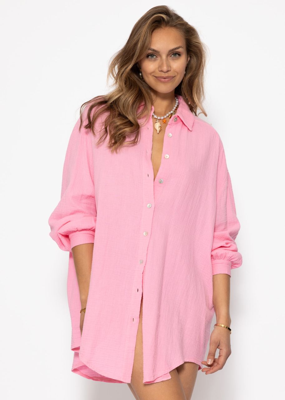 Muslin blouse oversize, baby pink