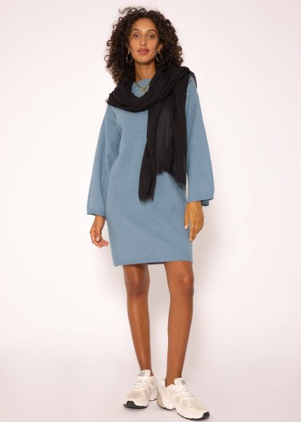 Oversize Kleid in Strick - jeansblau