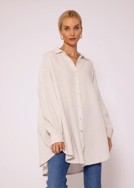 Muslin blouse oversize, light beige