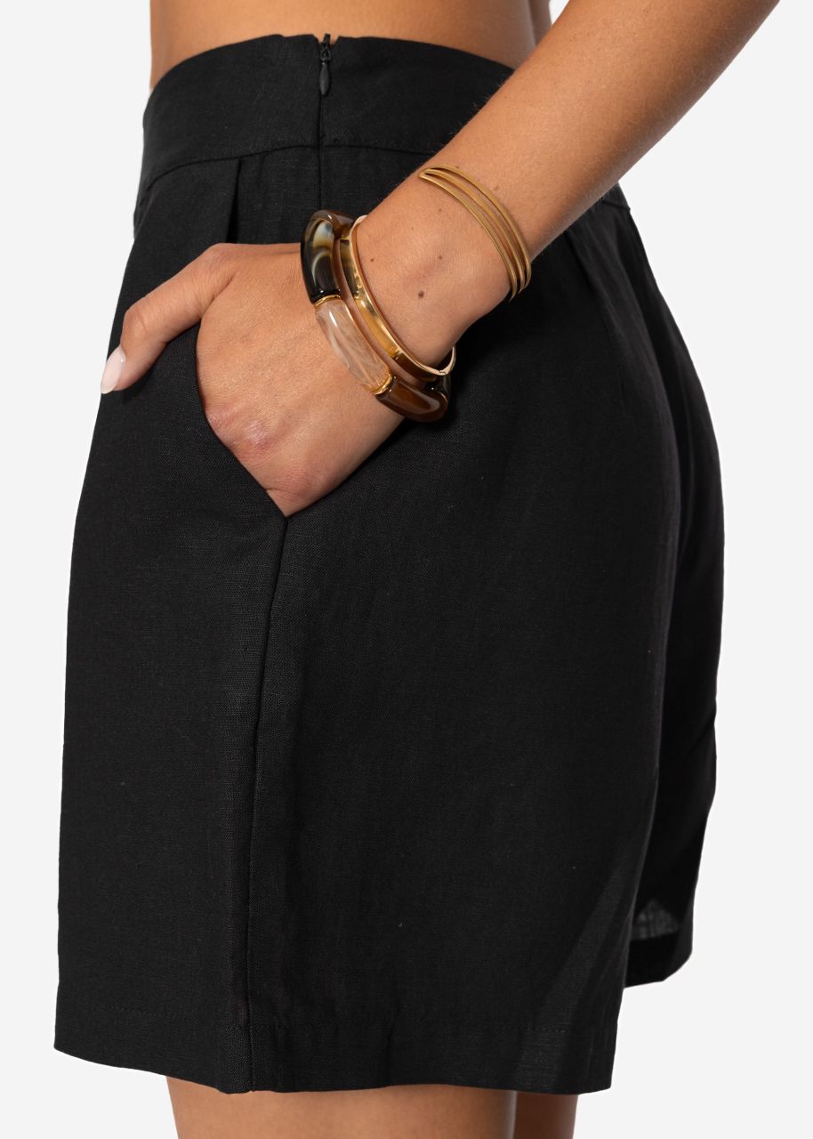 Linen shorts - black