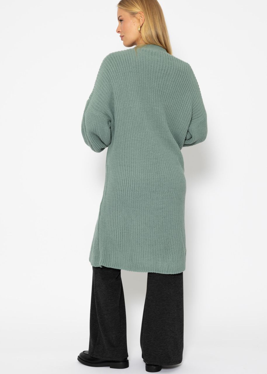 Maxi cardigan with pockets - pastel green