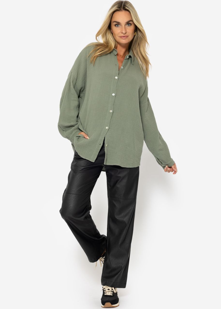 Regular fit muslin blouse - khaki