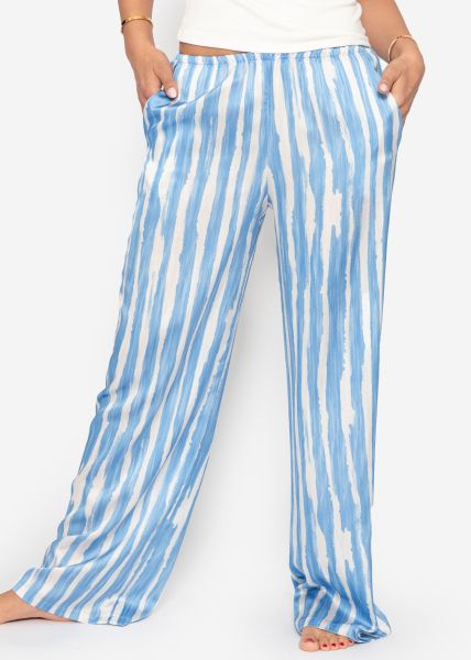 Striped satin trousers - blue