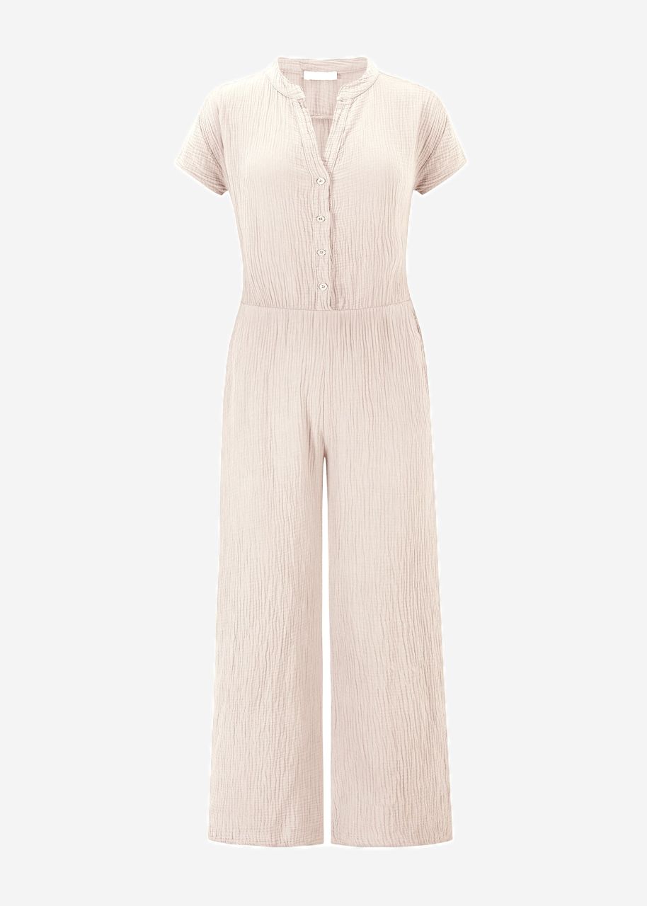 Casual muslin jumpsuit - light beige