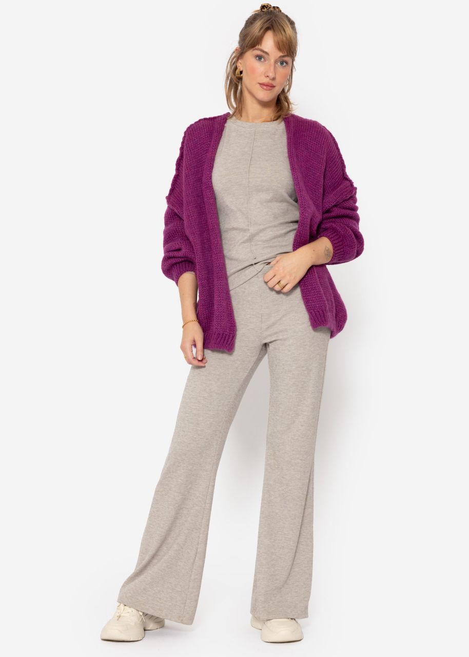 Casual cardigan with outer seams - purple