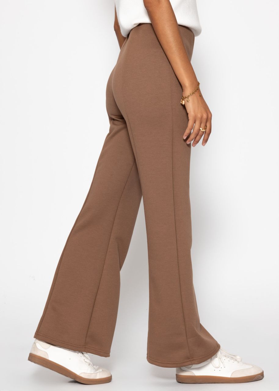 Highwaist trousers with straight leg and decorative stitching - brown