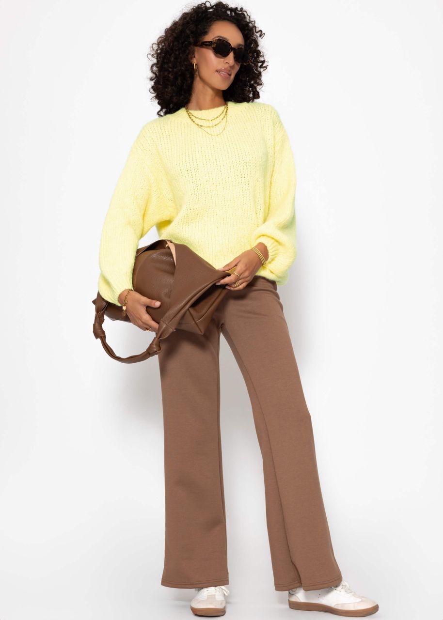 Oversized jumper with round neckline - vanilla yellow
