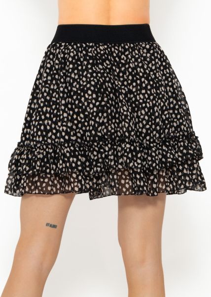 Flounces skirt with ruffles, black