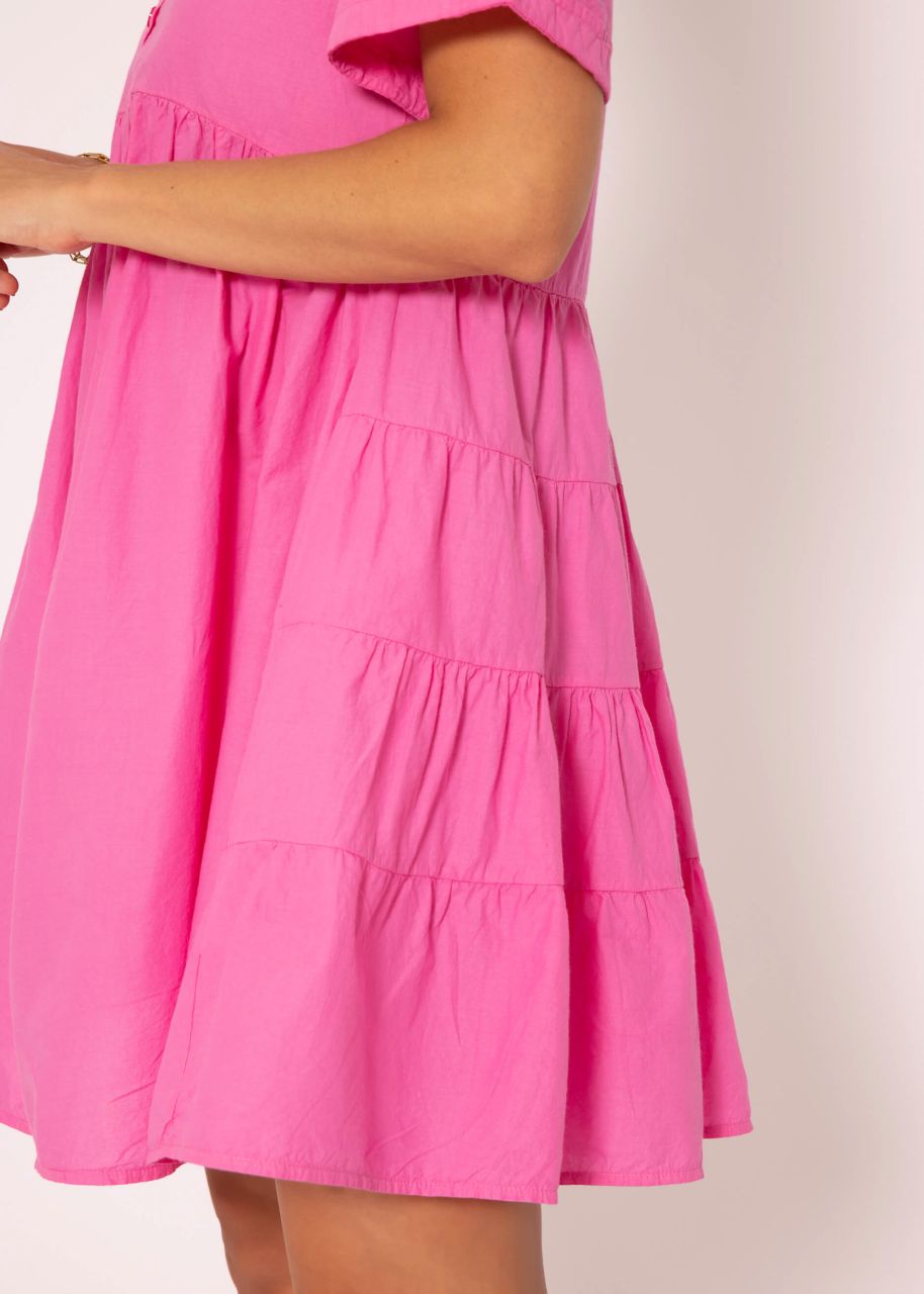 Dress with wide skirt, pink