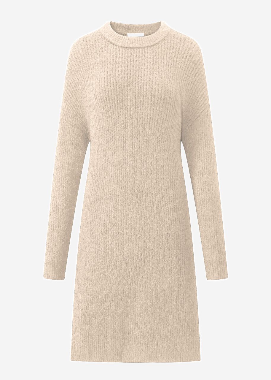 Ribbed knitted dress - beige