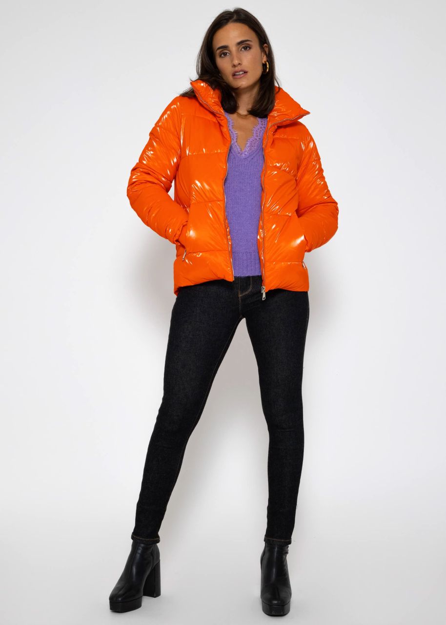 Puffer jacket with stand-up collar - orange