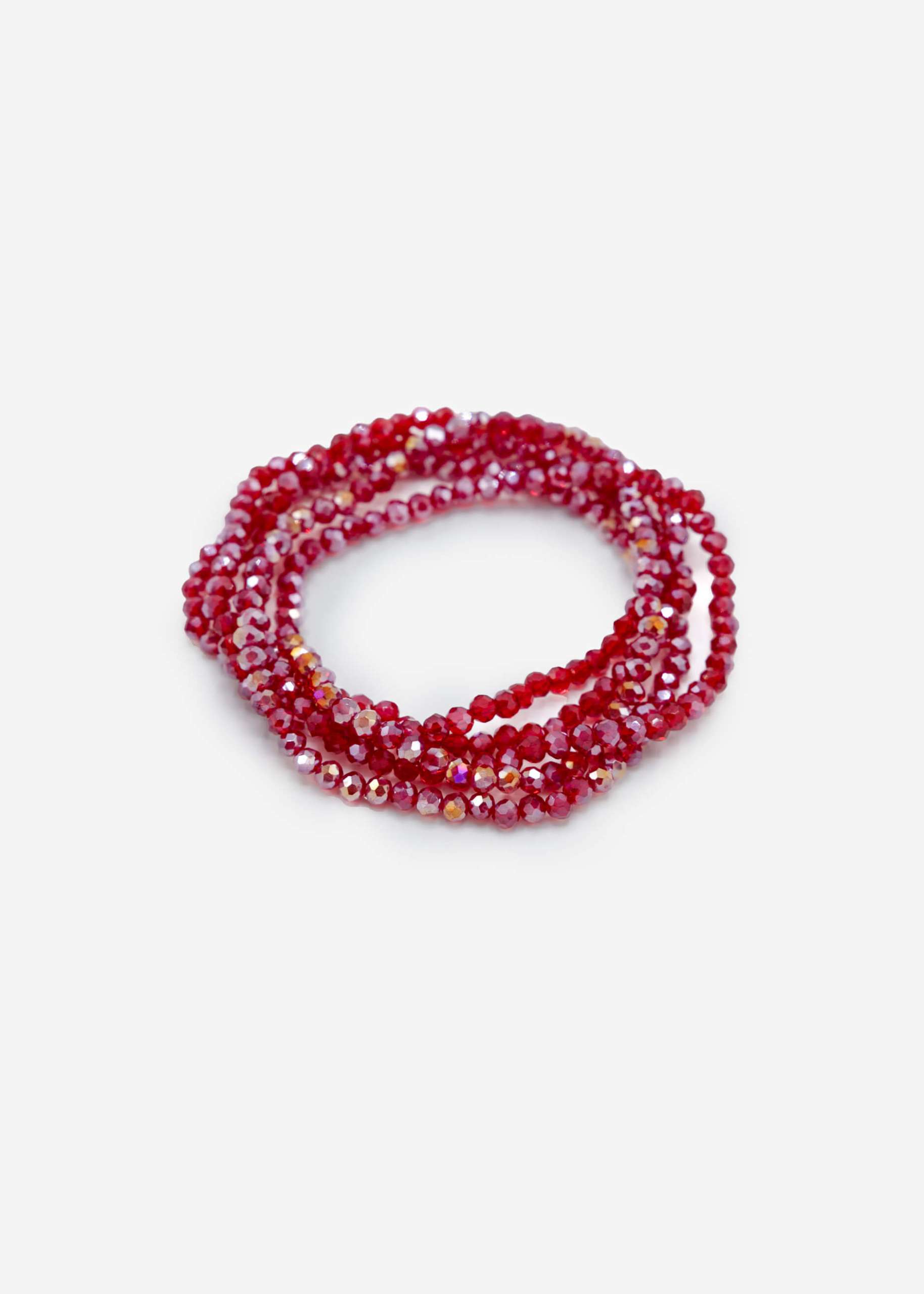 Multi-row bead bracelet - red