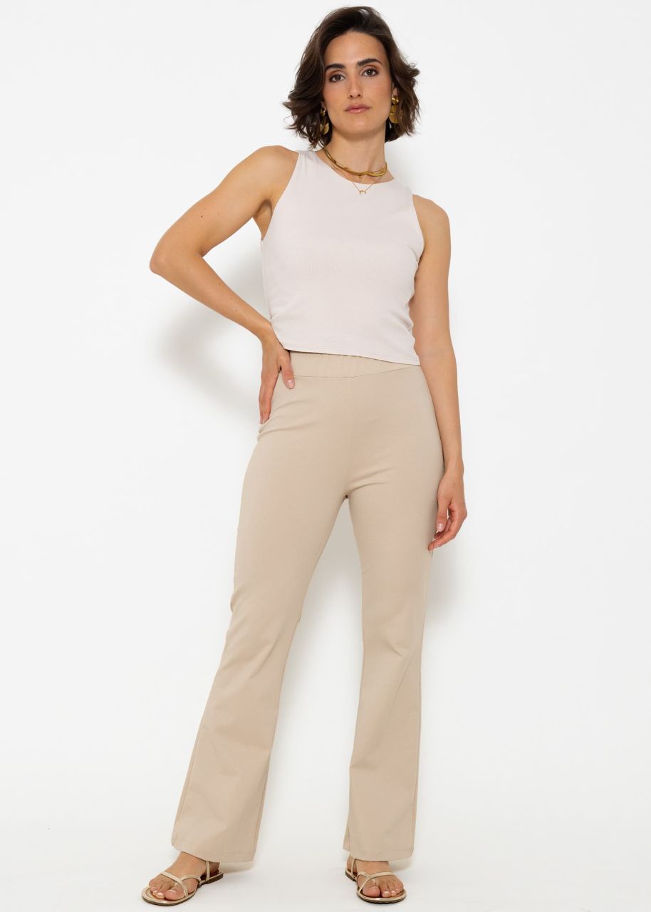 Flare jersey pants - beige