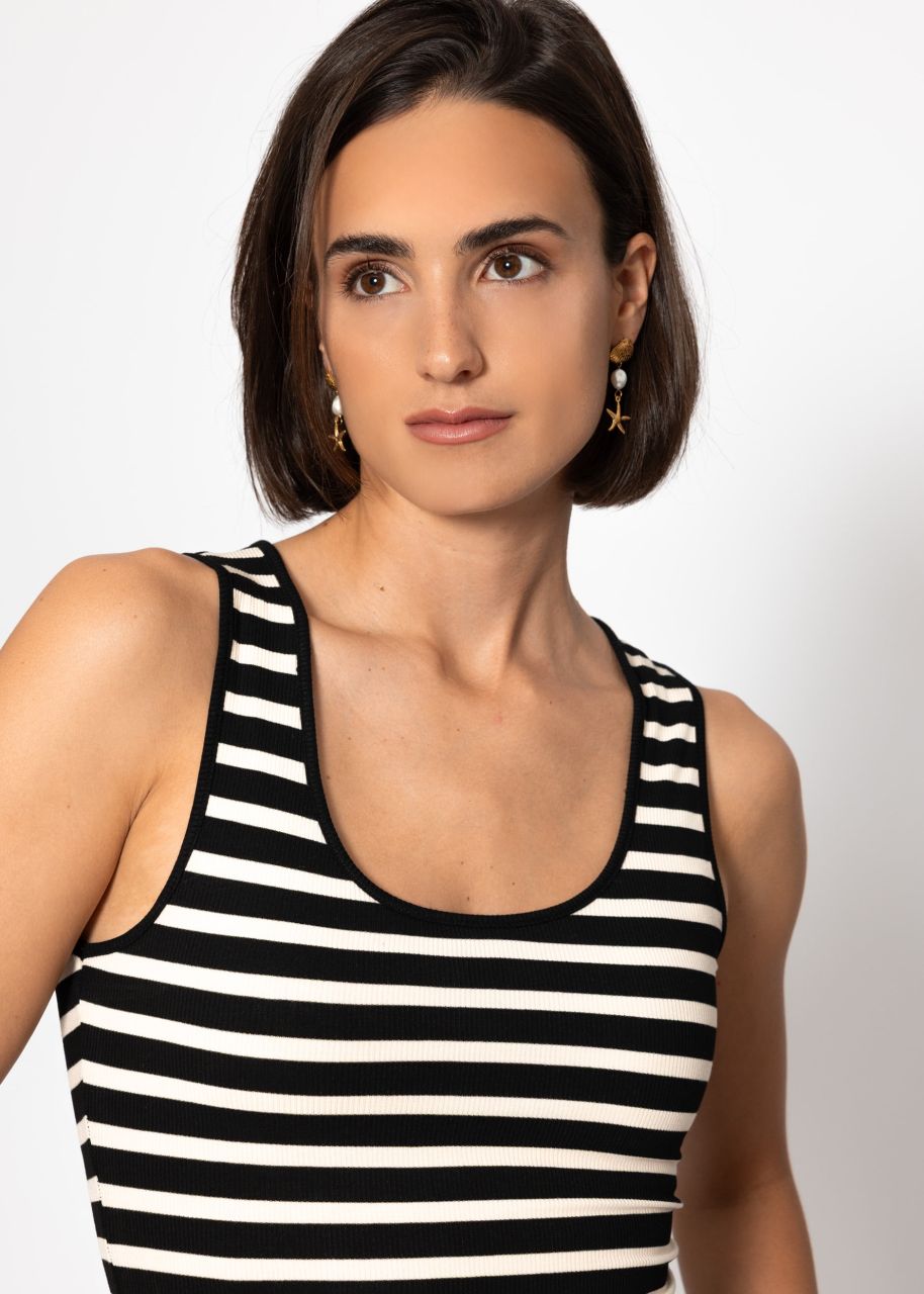 Striped tank top - black-offwhite