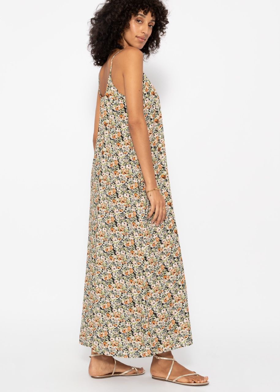 Maxi dress with floral print - khaki