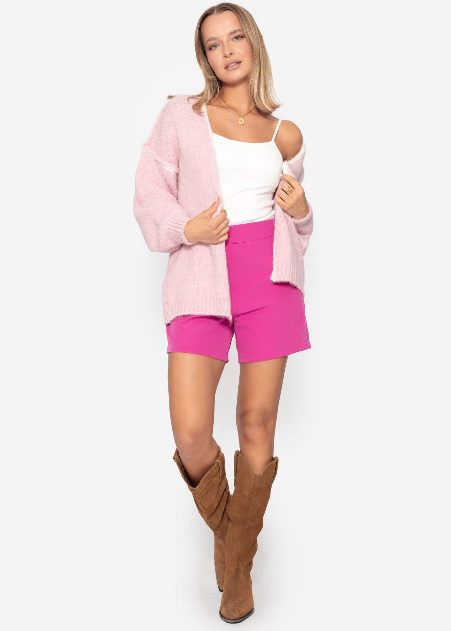 Cardigan with light-coloured trims - pink