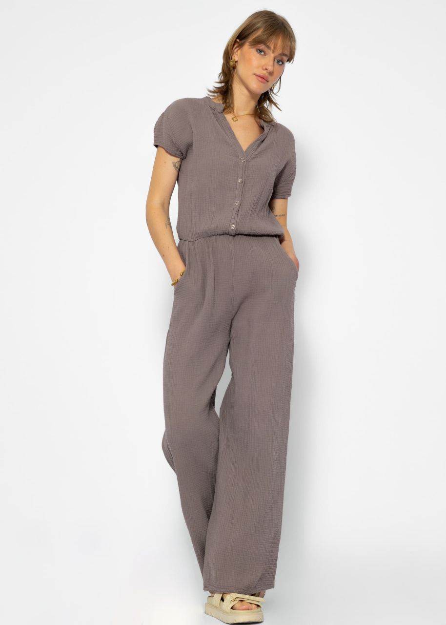 Casual muslin jumpsuit - taupe