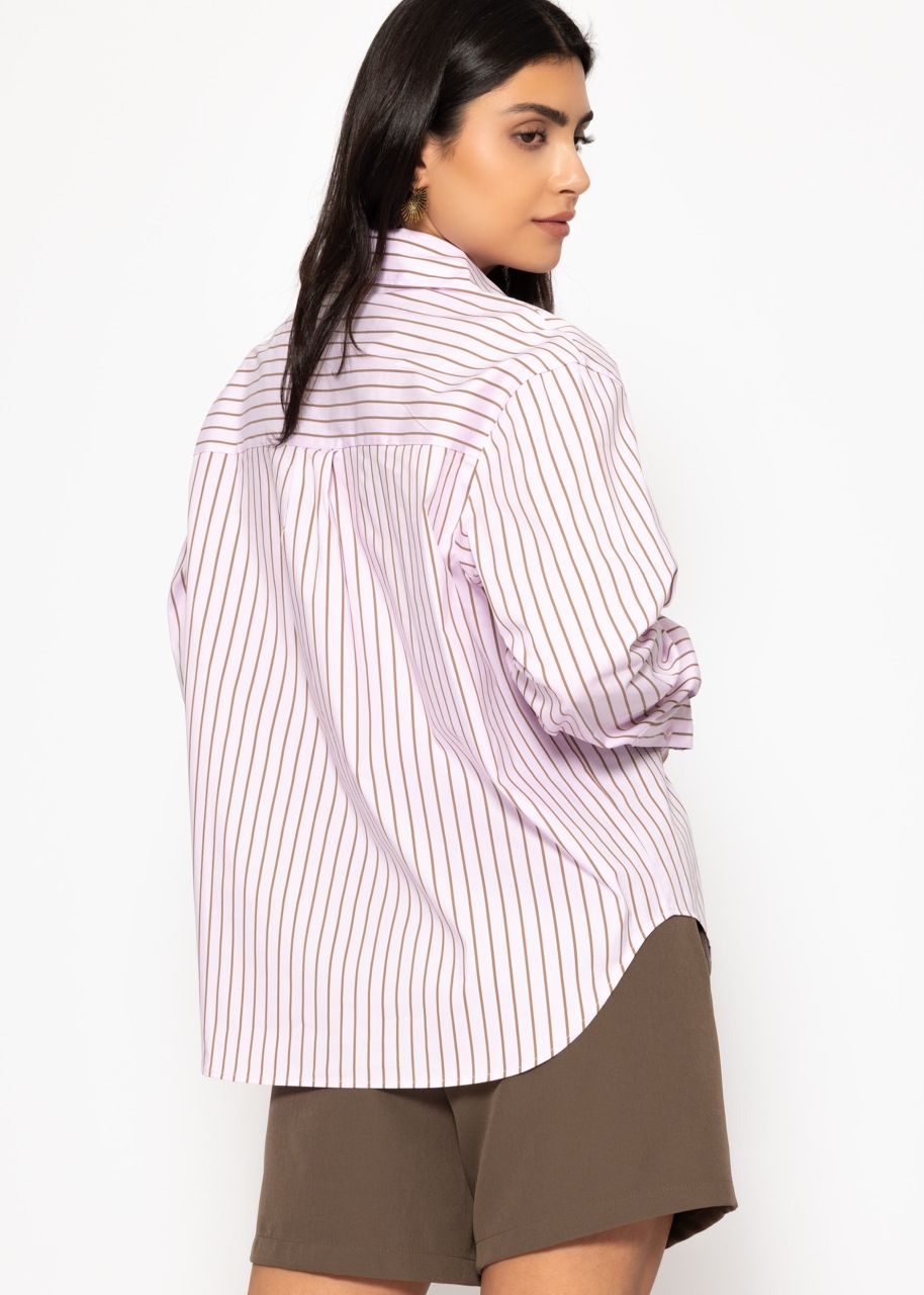 Striped shirt blouse - pink