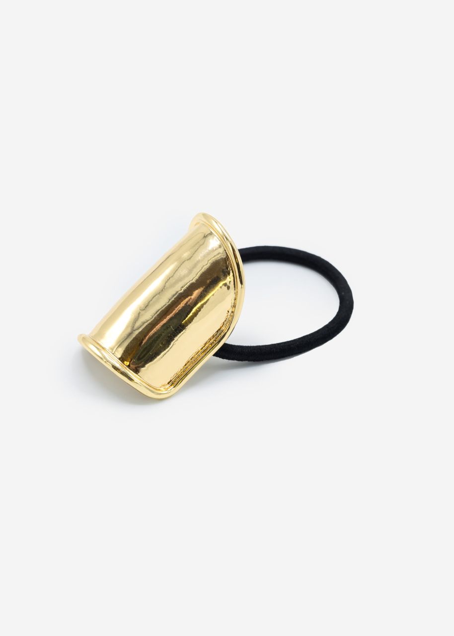 Hair tie with oval design - gold