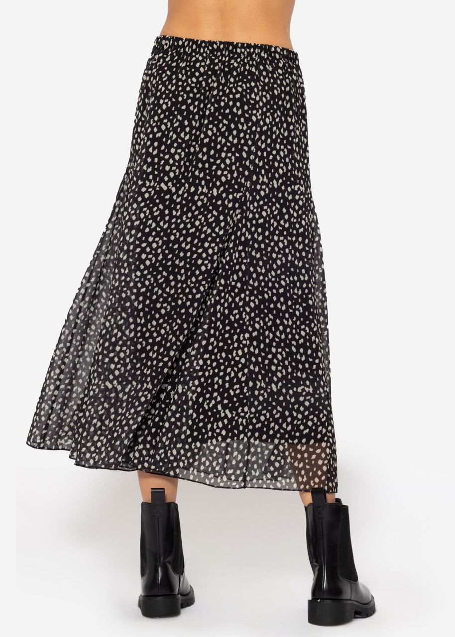 Long chiffon skirt with print - black