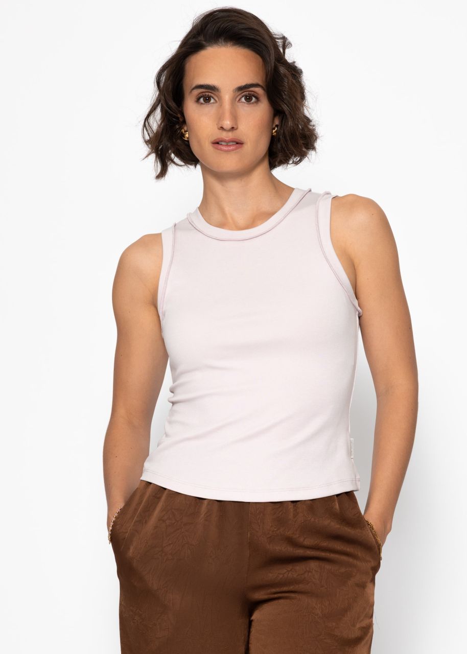 Tank top with outer seams in lilac