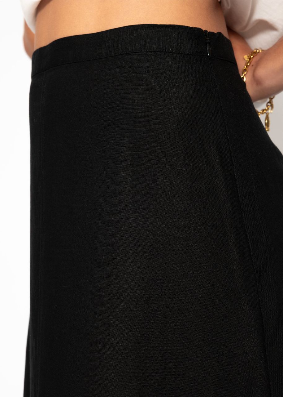 Flared linen skirt - black