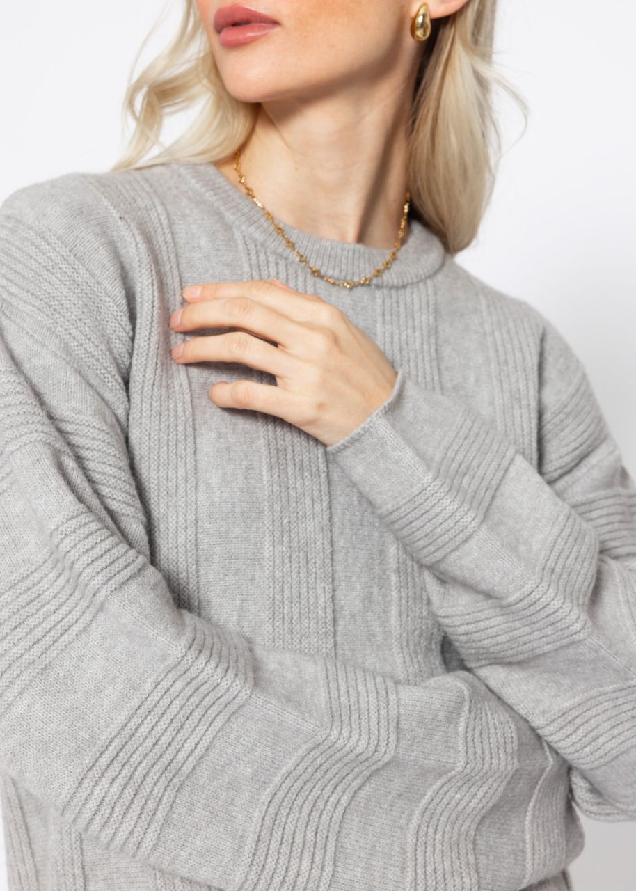 Jumper with ribbed stripe pattern - grey