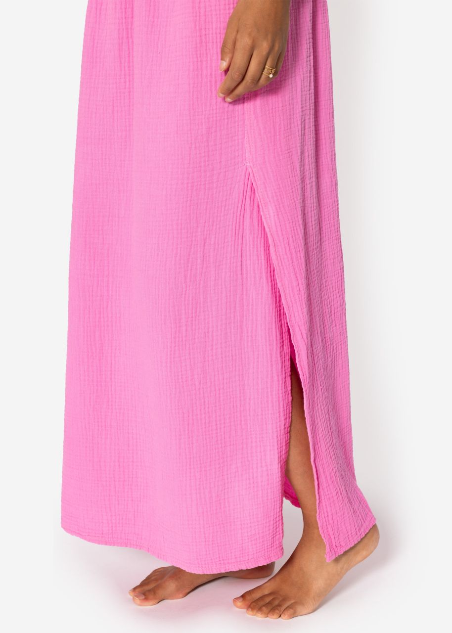 Maxi muslin skirt with slit - pink